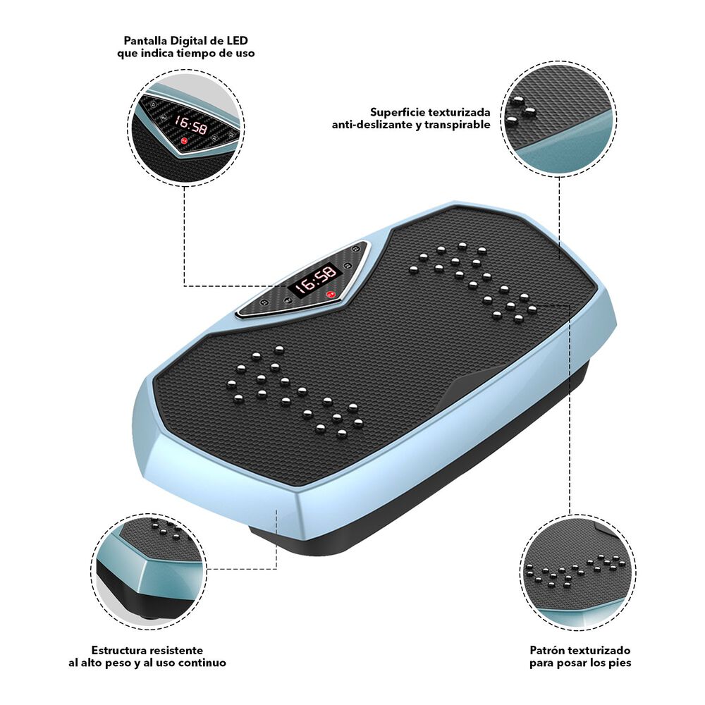 Plataforma Vibratoria Pro Con Pantalla Led Celeste image number 3.0