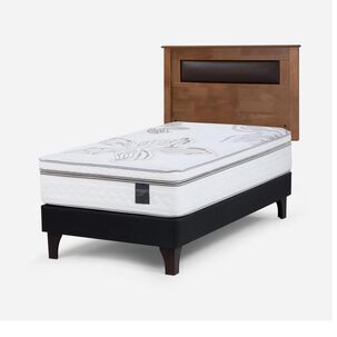 Cama Europea Rosen Art 4 / 1.5 Plazas / Base Normal  + Respaldo Ferrara