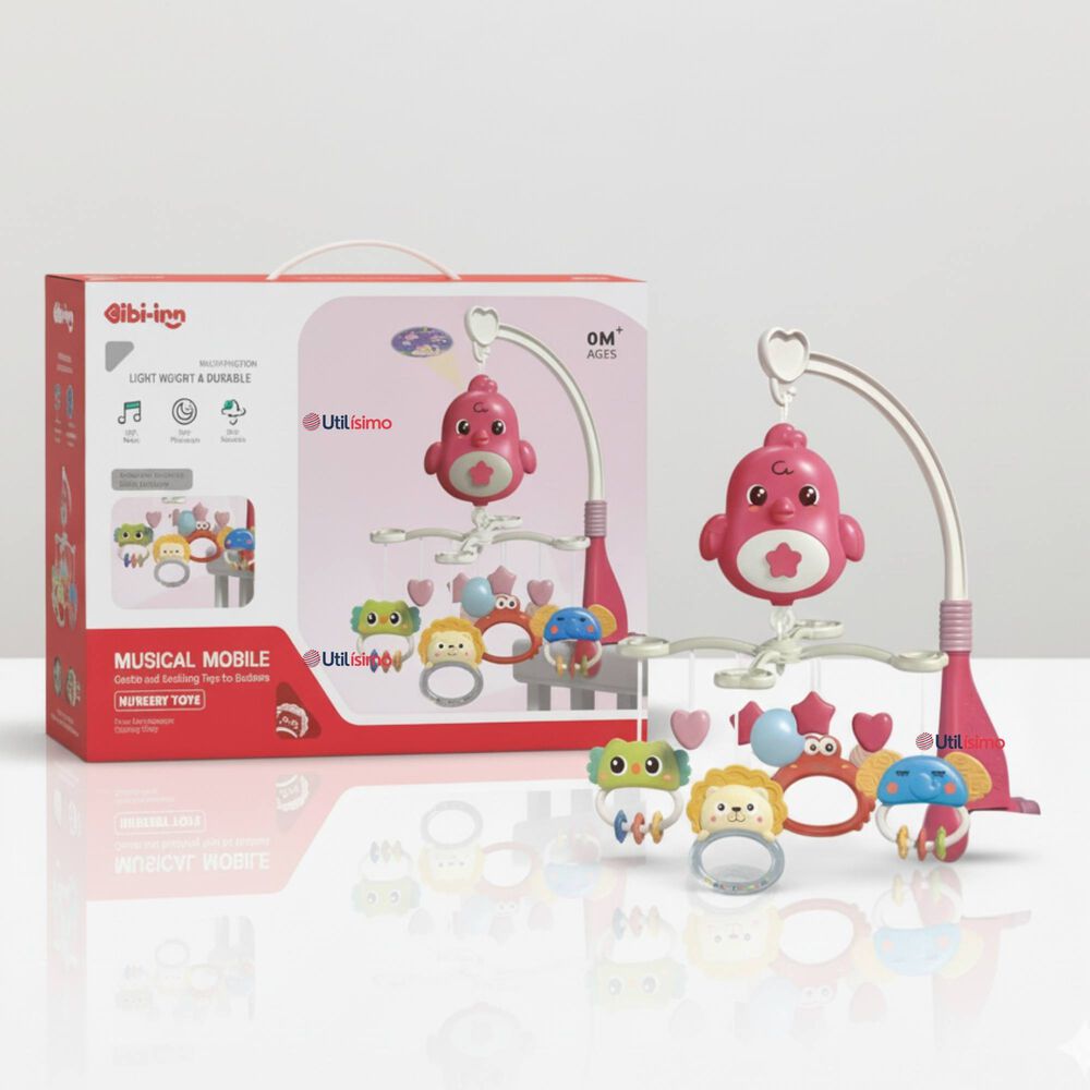M&oacute;vil Giratorio Musical Proyector Beb&eacute; Ni&ntilde;a Rosado image number 0.0