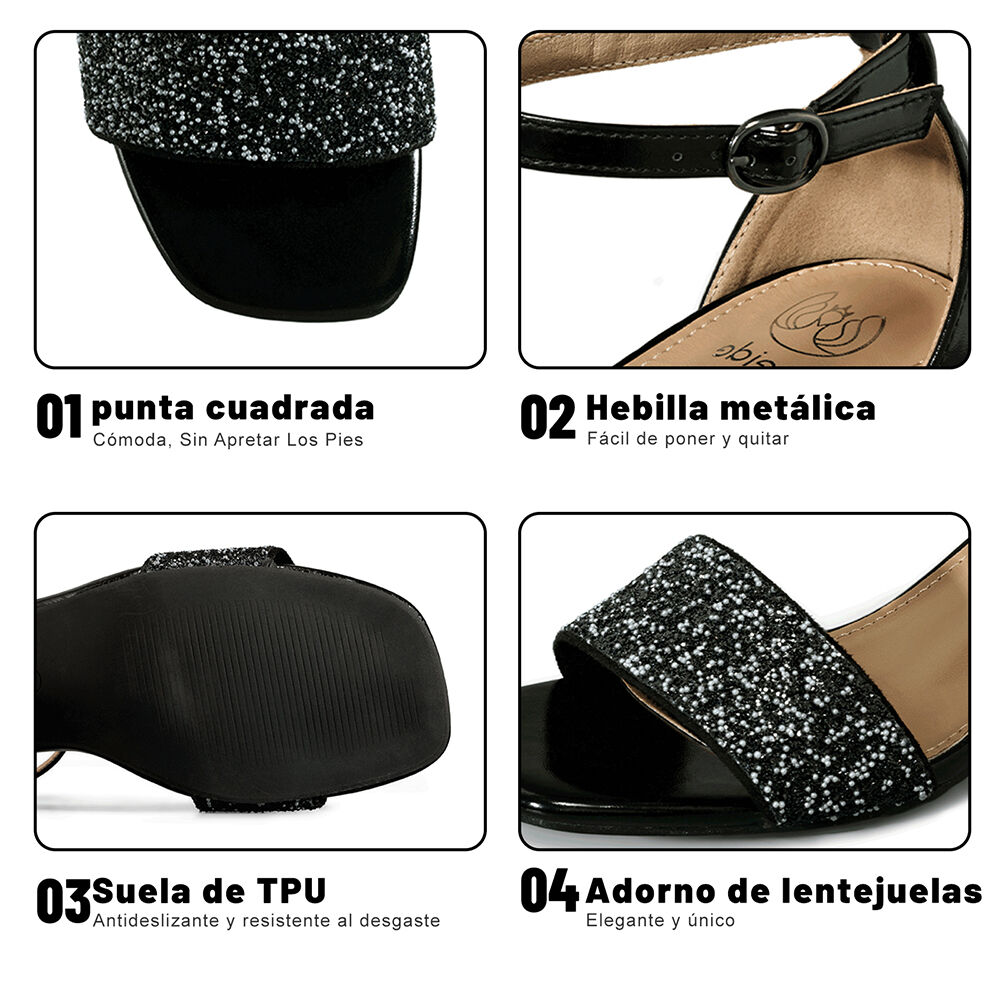 Sandalia Taco Grueso Punta Cuadrada Mujer Weide Gh176 image number 5.0