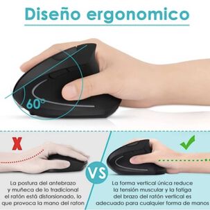 Mouse Vertical Inal&aacute;mbrico Ergon&oacute;mico Carga Usb