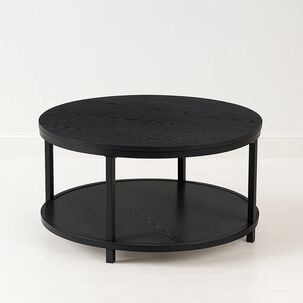 Mesa De Centro Redonda Negra - Diseño Moderno Con Doble Nivel
