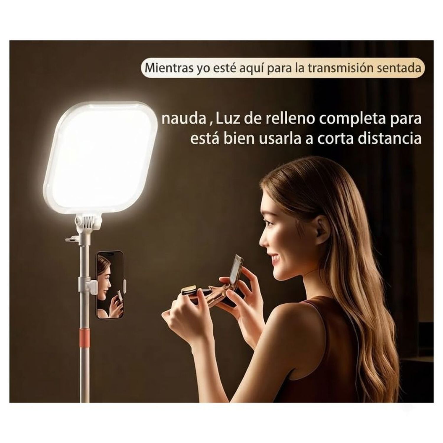 L&aacute;mpara Aro De Luz Led Cuadrada Dy-10t Streaming Belleza image number 4.0