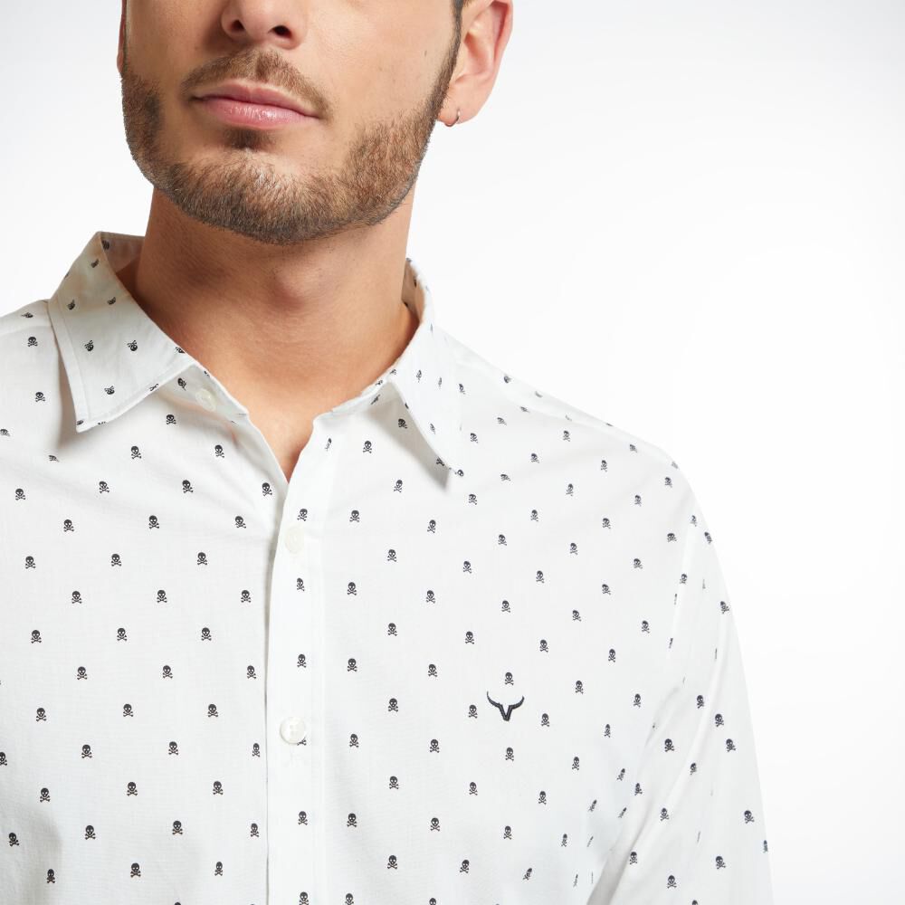 Camisa Micro Estampado Manga Larga Hombre Az Black image number 4.0