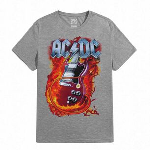 Polera Estampada Ac Dc Guitarra En Llamas Rock