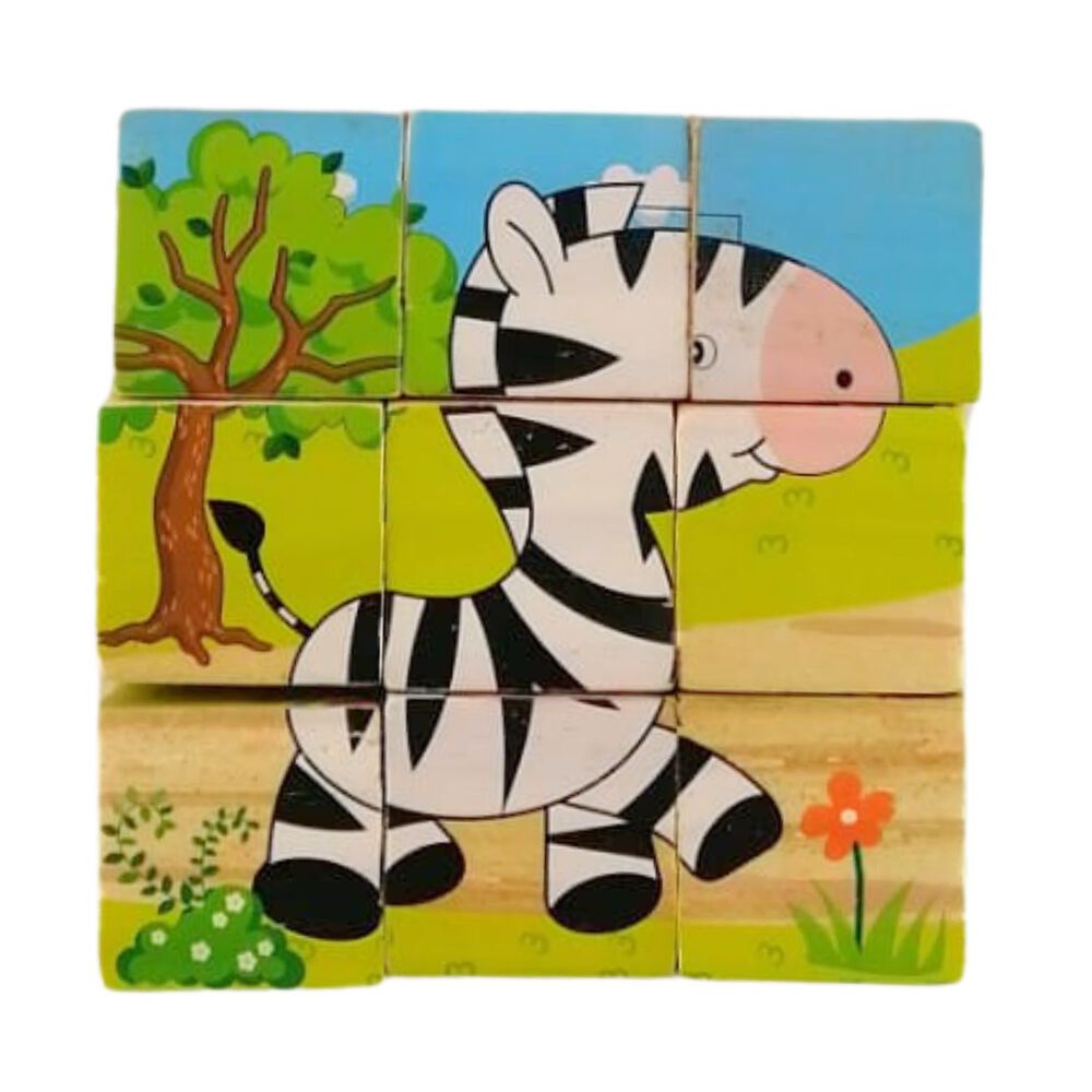 Juego Did&aacute;ctico De Puzzle De Cubo De Madera De 9 Bloques image number 2.0