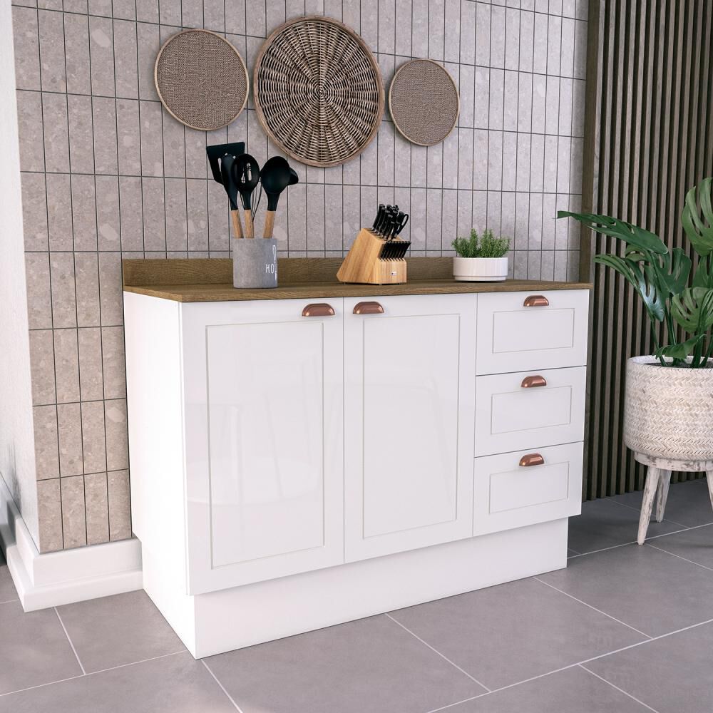 Mueble De Cocina Base Vekkahome Perola 2puertas 3cajones Blanco/caf&eacute; image number 4.0