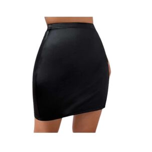 Falda Ecocuero Tiro Alto Abertura Cadena Fashion 2023