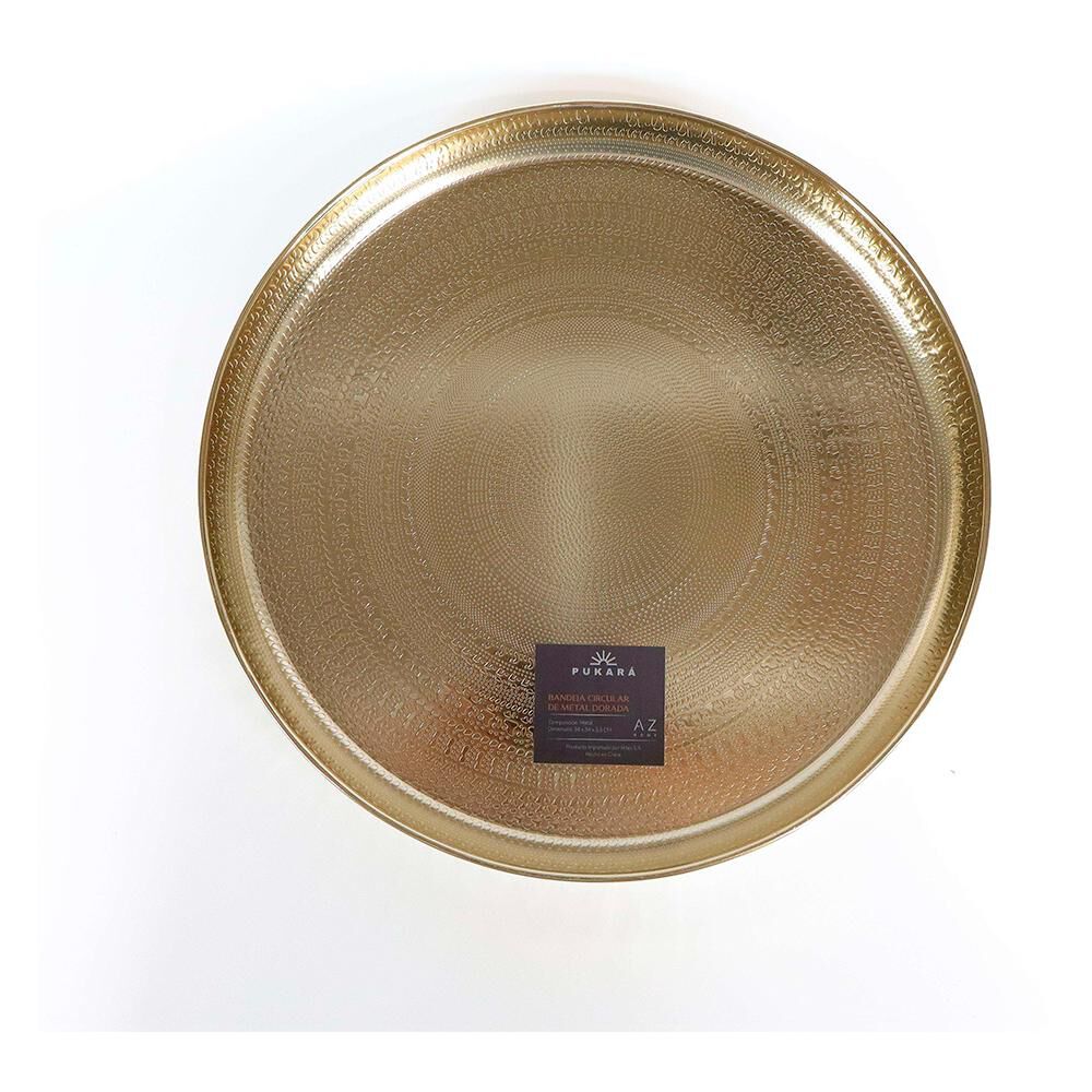 Bandeja Circular De Metal Dorada Az Home / 34 Cm image number 1.0