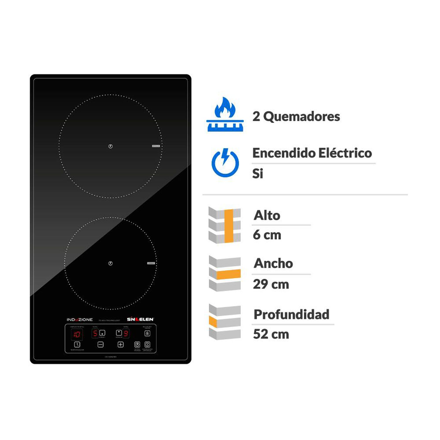 Encimera Vitrocer&aacute;mica Sindelen CEI-4252NG / 2 Quemadores image number 1.0