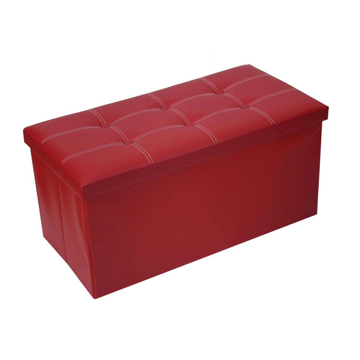 Ba&uacute;l Otomano Plegable De Ecocuero Rojo image number 0.0