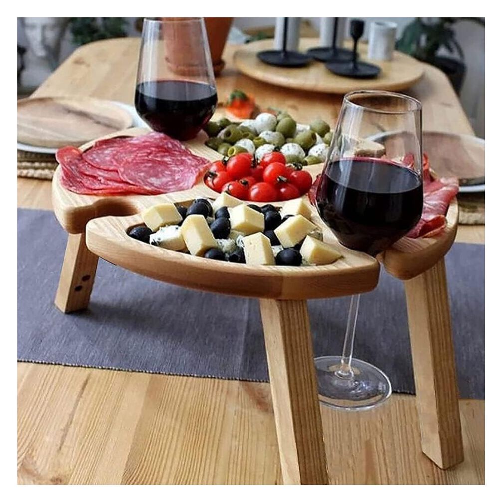 Tabla Redonda Plegable De Madera Mesa Port&aacute;til Picnic Picoteo image number 7.0