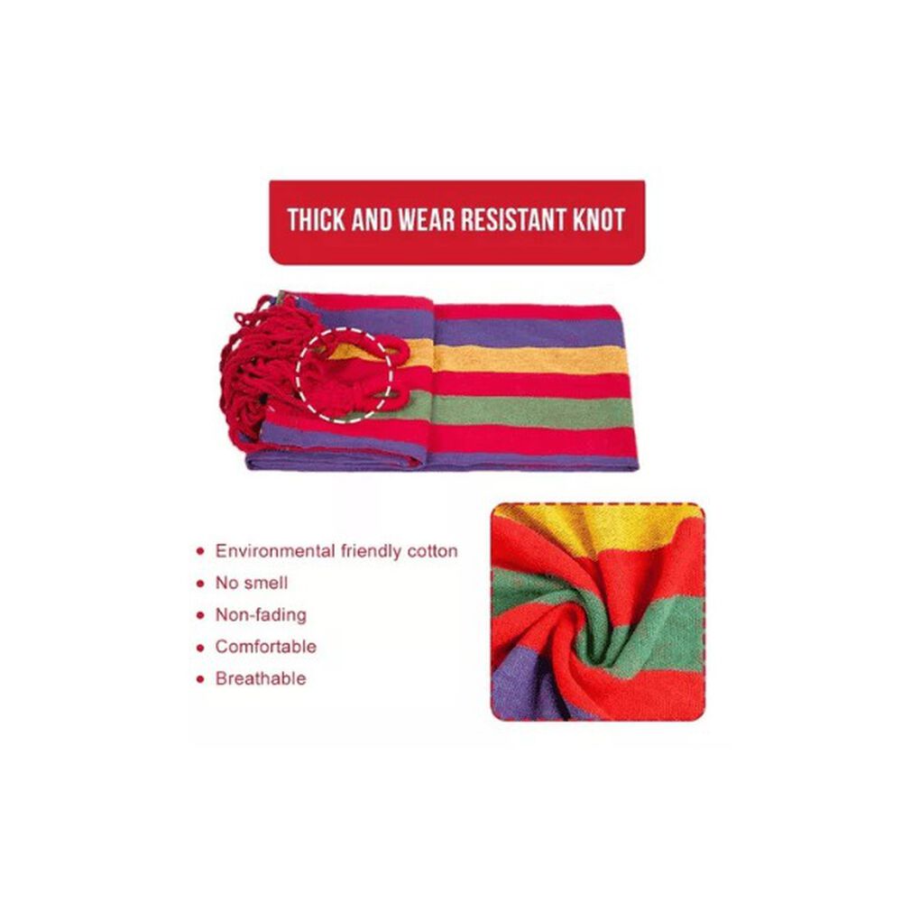 Hamaca De Algodon Jardin Camping Hogar Portatil 70x175 Cm image number 4.0