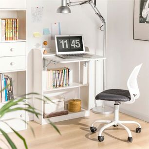 Escritorio Multifuncional Blanco Con Estanter&iacute;as