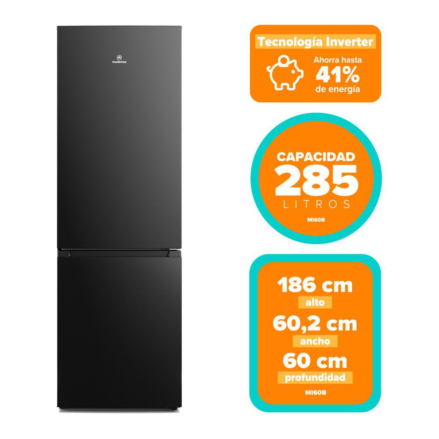 Refrigerador Bottom Freezer Mademsa Mi60b / No Frost / 293 Litros / C image number 6.0