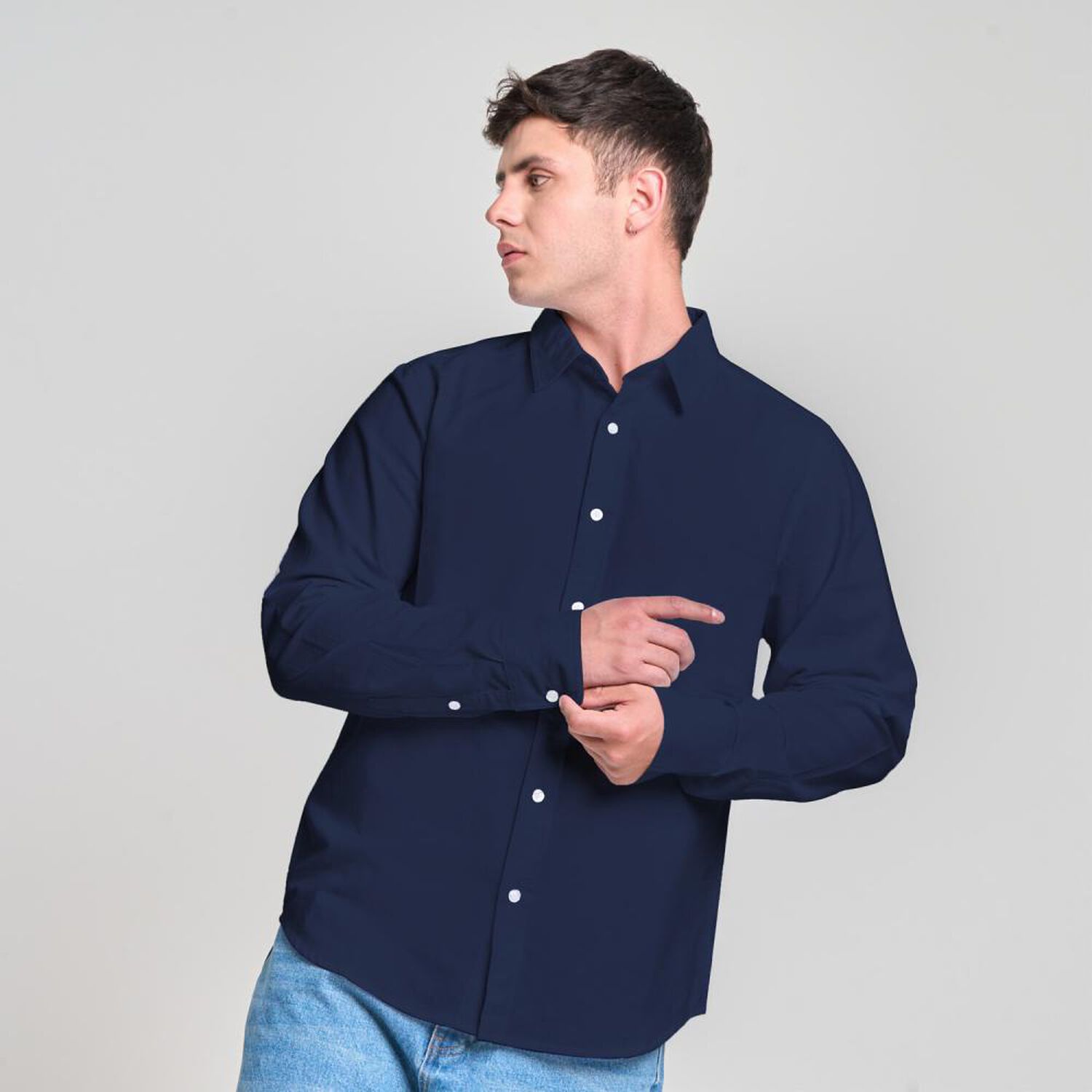 Camisa Lisa Slim Manga Larga Hombre Skuad image number 0.0