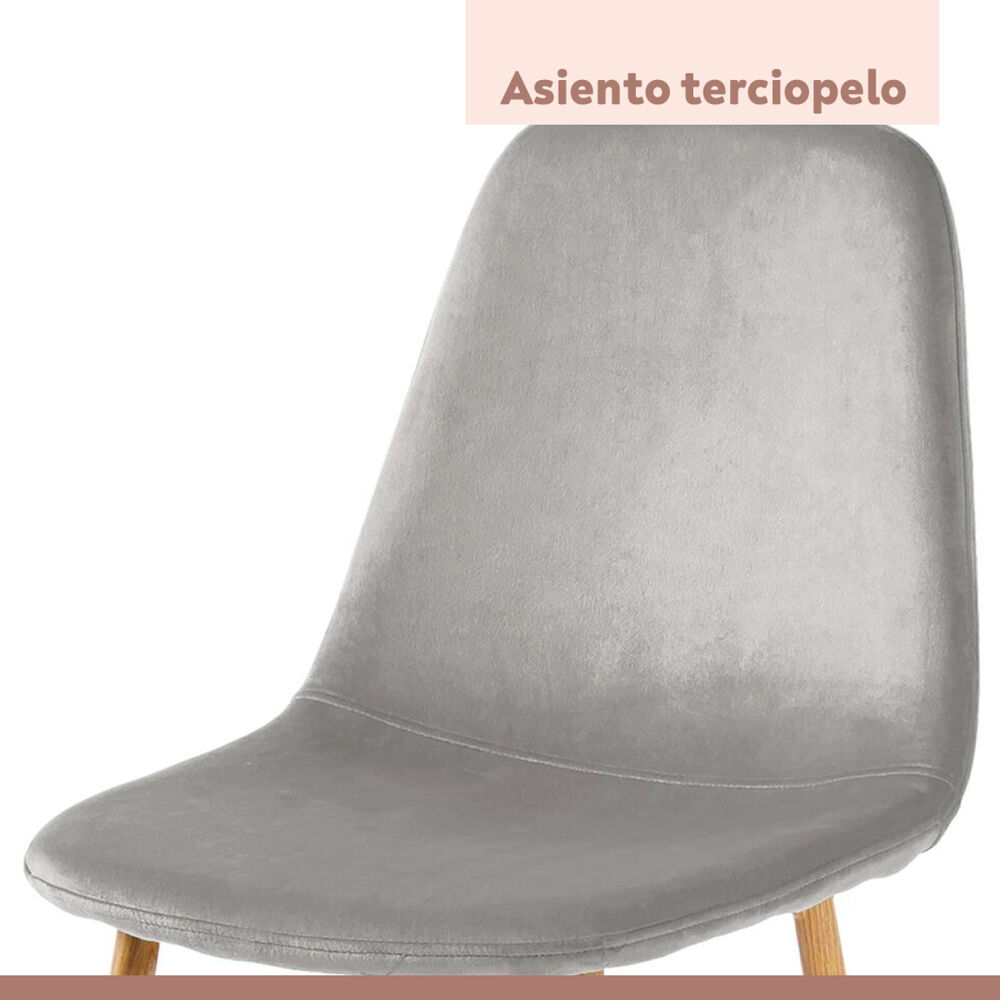 Pack De 4 Sillas Spoon Terciopelo - Gris image number 5.0