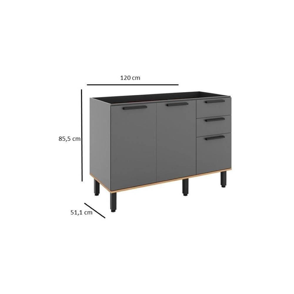 Mueble De Cocina Roca Base De Cocina Casta&ntilde;a Modular / 2 Puertas / 3 Cajones image number 1.0