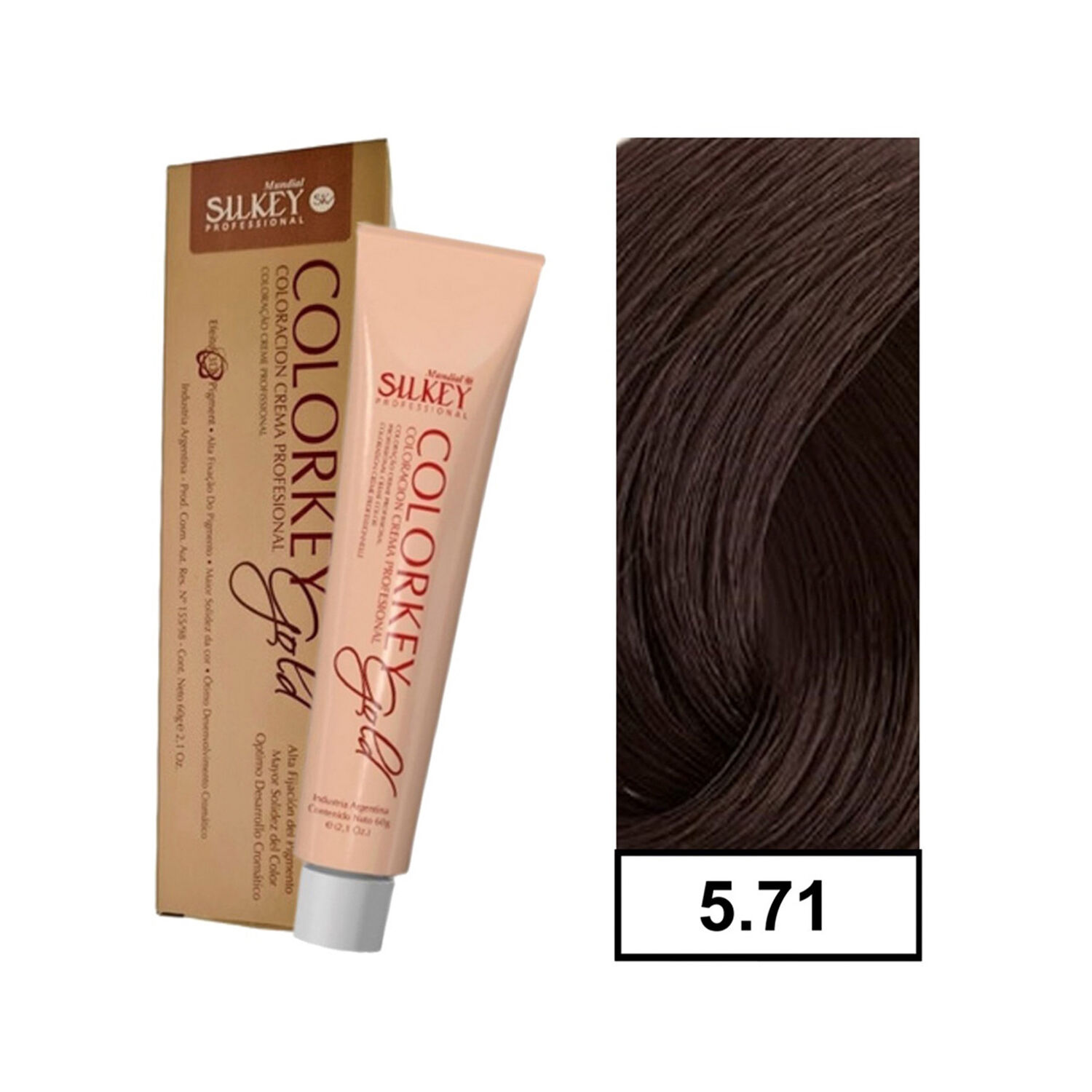 Colorkey Gold - Tintura Permanente Efecto 3d Pigment Silkey 60gr + Oxidante - 5.71 Casta&ntilde;o Claro Marr&oacute;n Ceniza image number 0.0