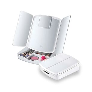 Set Espejo De Maquillaje Con Cajon Plegable Con Luces Led