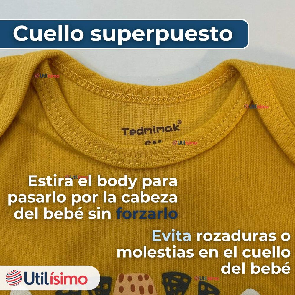 Pack 5 Bodys Niño Manga Corta Tedmimak 100% Algodón Baby Tiger image number 3.0