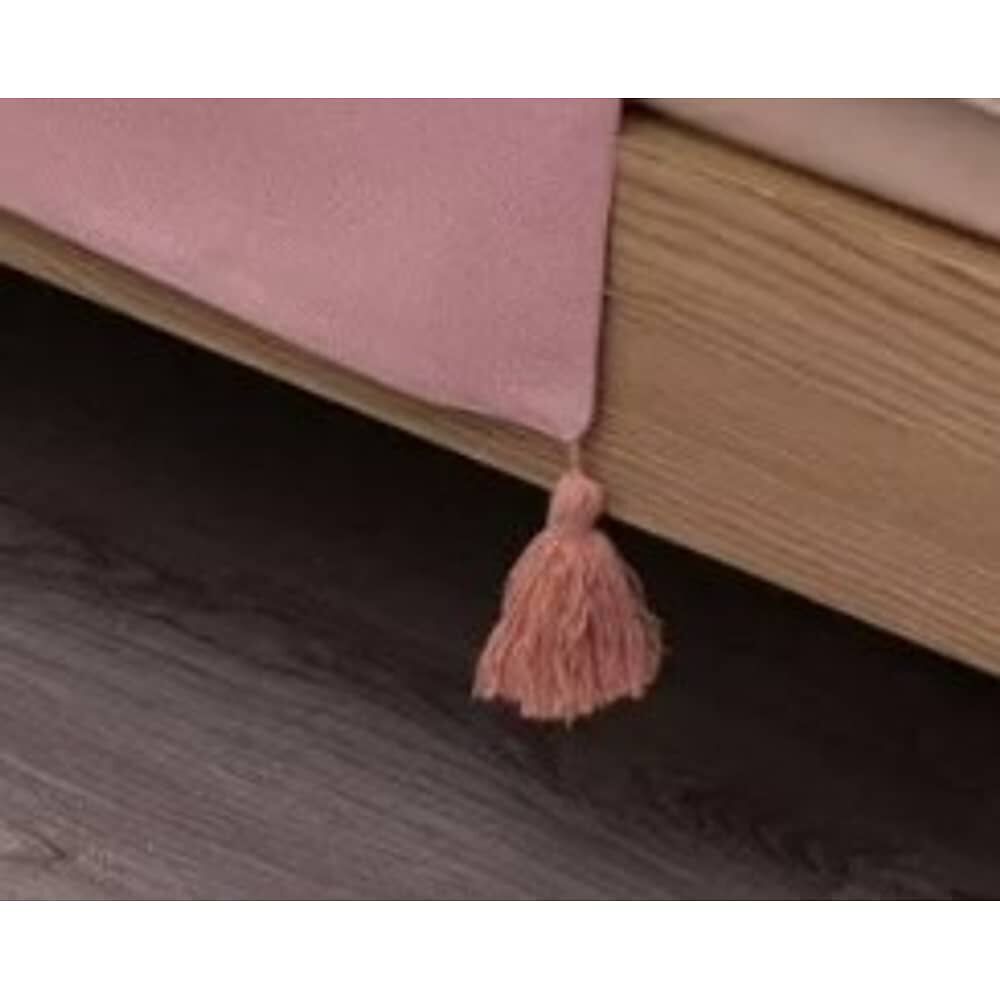 Piecera De Lino Con Pompones Medida 70x210cm King -2 Plazas. Rosado image number 3.0