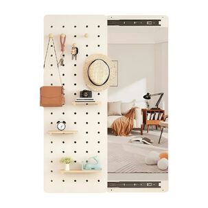 Organizador De Pared Con Gancho Espejo Y Tabla Deslizable Blanco