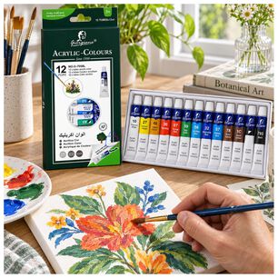 Set Pintura Acr&iacute;lica 12 Colores 12ml Escolar No T&oacute;xica - Ps