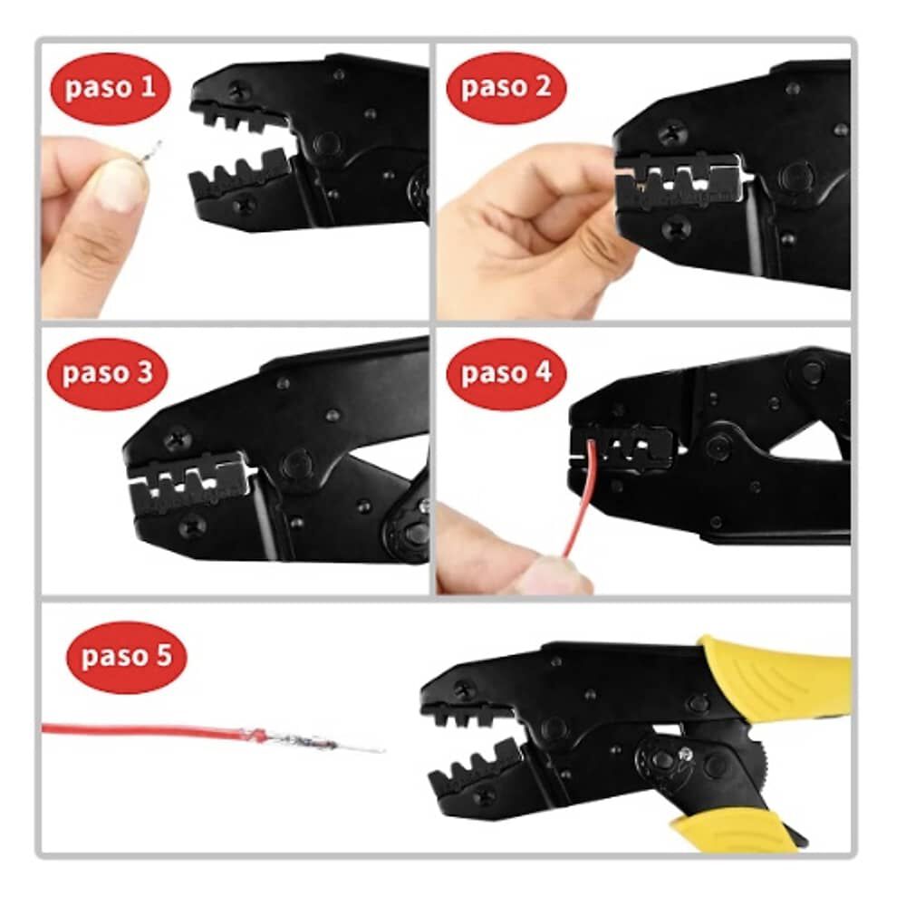 Alicate Crimpeadora Prensa Trinquete + 8 Cabezales image number 3.0
