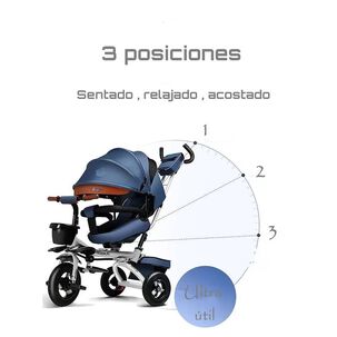 Triciclo Reversible Y Plegable Con Accesorios Gris Lubabycas