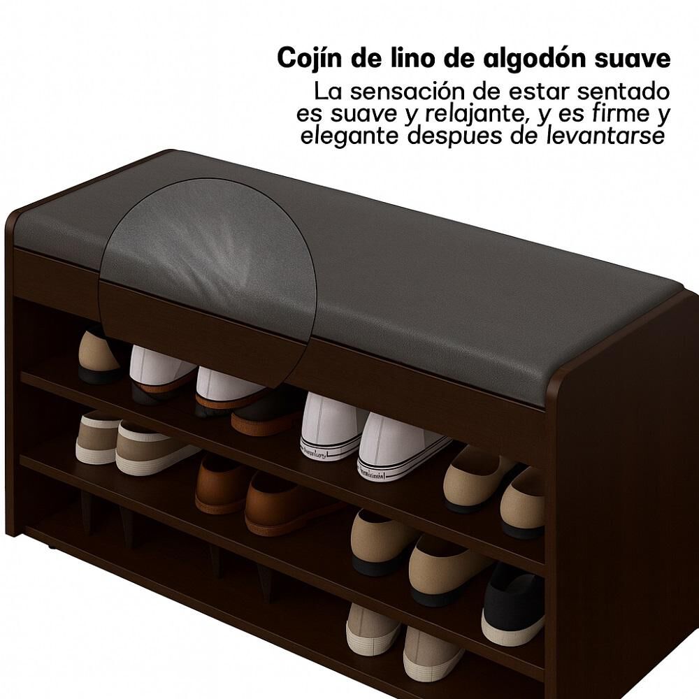 Banco Zapatero 3 Niveles Con Cojín Y Almacenamiento Oculto image number 9.0