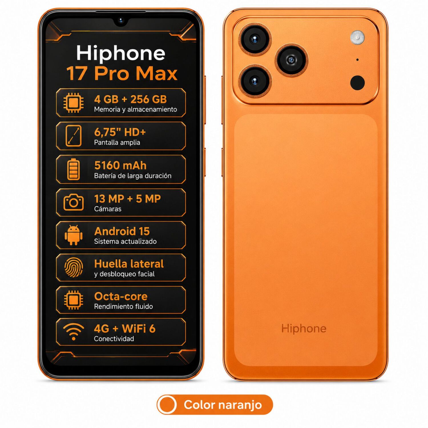 Hotwav Hiphone 17 Pro Max 4g Celular 16gb 256gb 120hz image number 0.0