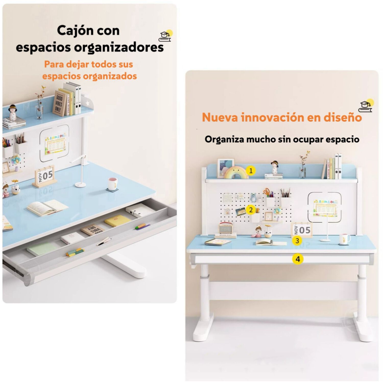 Escritorio Infantil Con Estante Organizador 120cm Lubabycas image number 2.0