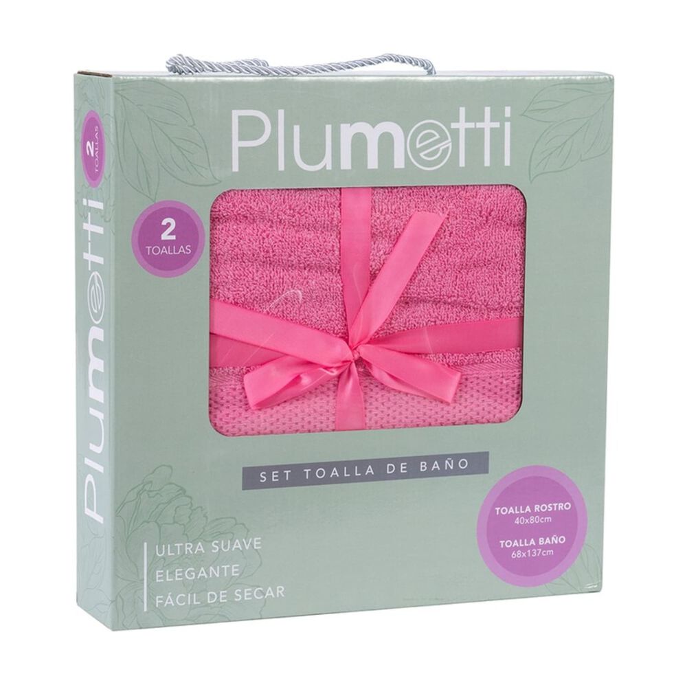 Set 2 Toallas Colorix 380 Grs Caja / Fucsia Plumetti image number 0.0