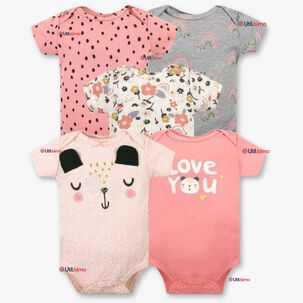 Pack 5 Bodys Ni&ntilde;a Manga Corta Tedmimak 100% Algod&oacute;n Princess Love