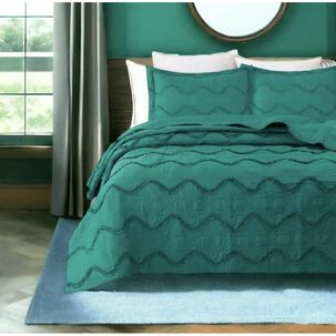 Cubrecama Bordado Premiun King. Verde