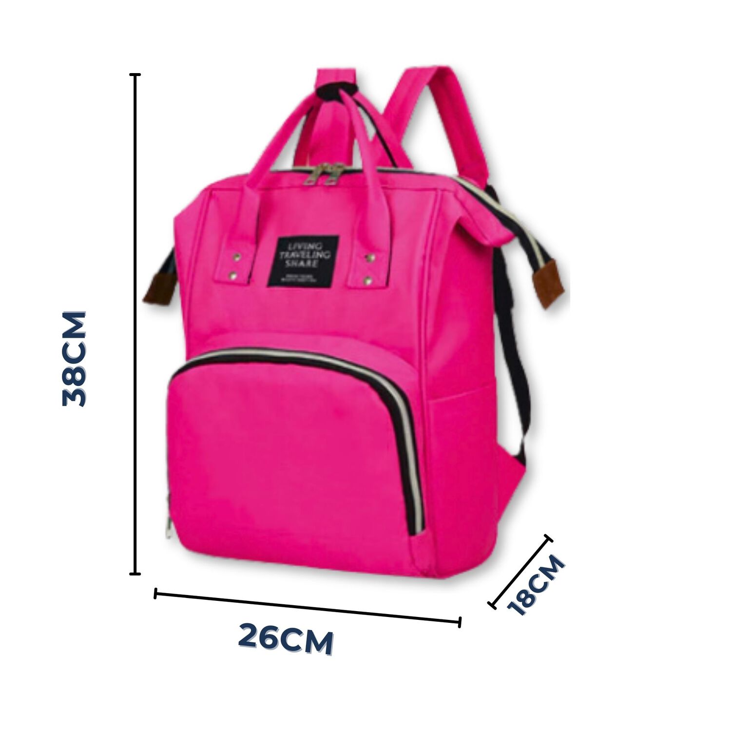 Mochila Maternal Bolso Pa&ntilde;alera Nylon Beb&eacute; Dise&ntilde;o Unicolor T&eacute;rmica E Impermeable Fuchsia image number 2.0