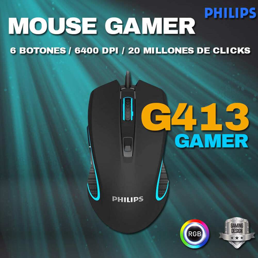 Mouse Gamer Philips G413 Rgb 6 Botones 6400 Dpi image number 3.0