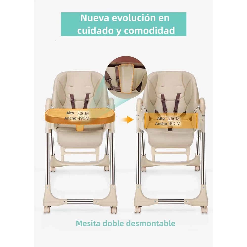 Silla De Comer Multiposiciones Plegable Dorada Lubabycas image number 6.0