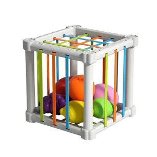 Cubo Did&aacute;ctico Sensorial De Frutas Con Cuerdas El&aacute;sticas