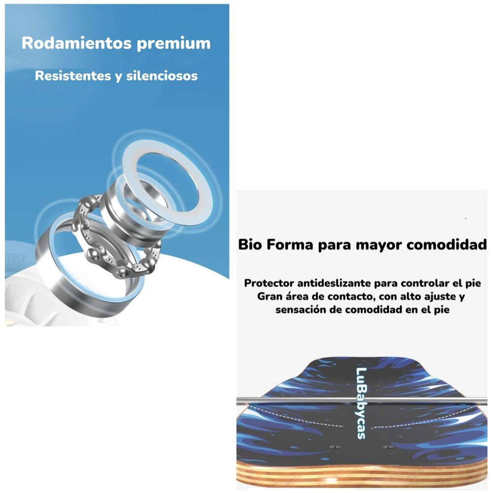 Skate Patineta De Madera Con Luces Freestyle Azul Lubabycas image number 2.0