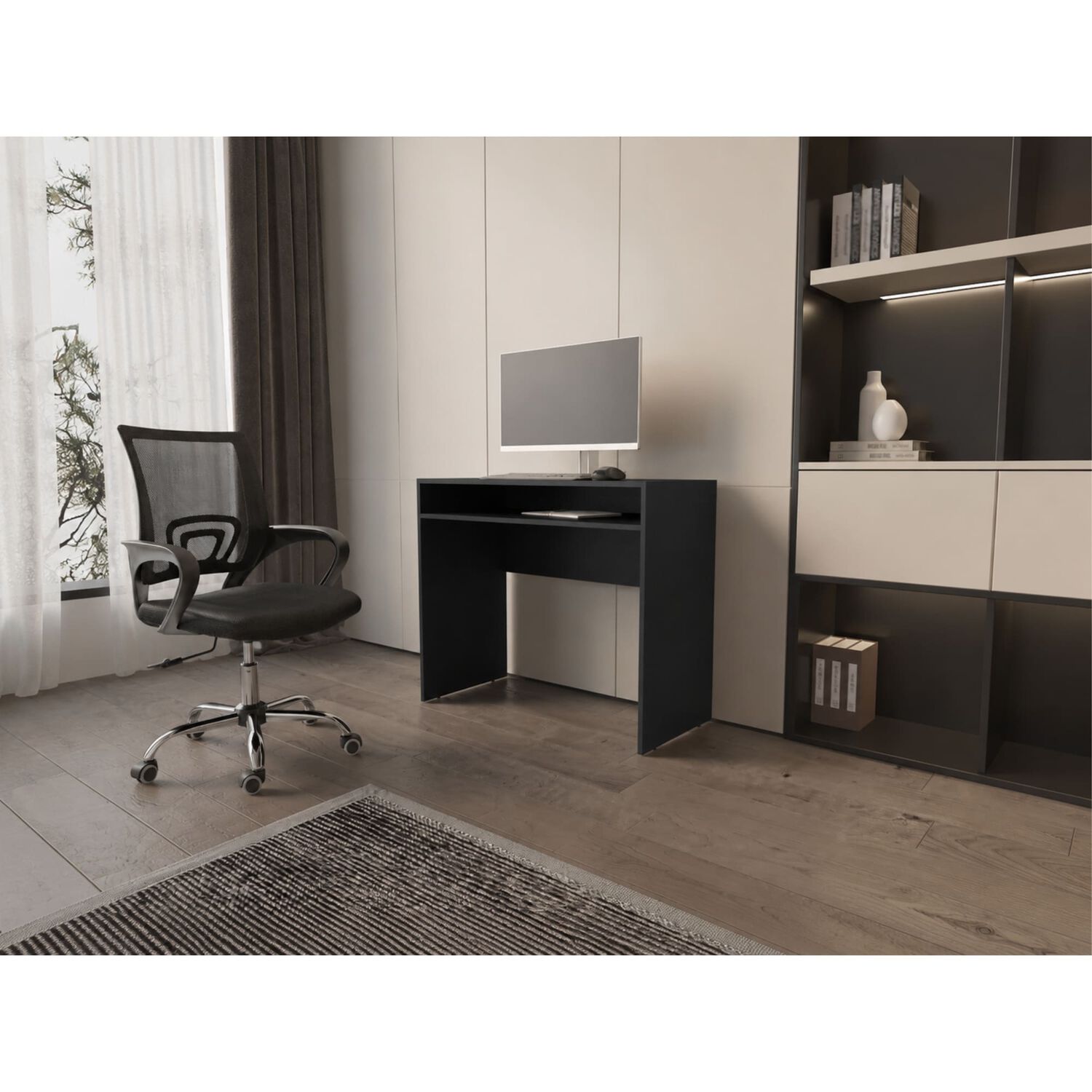 Combo Oficina New York 1 Escritorio Wengue + Silla Color Ergonomica Altura Ajustable image number 0.0