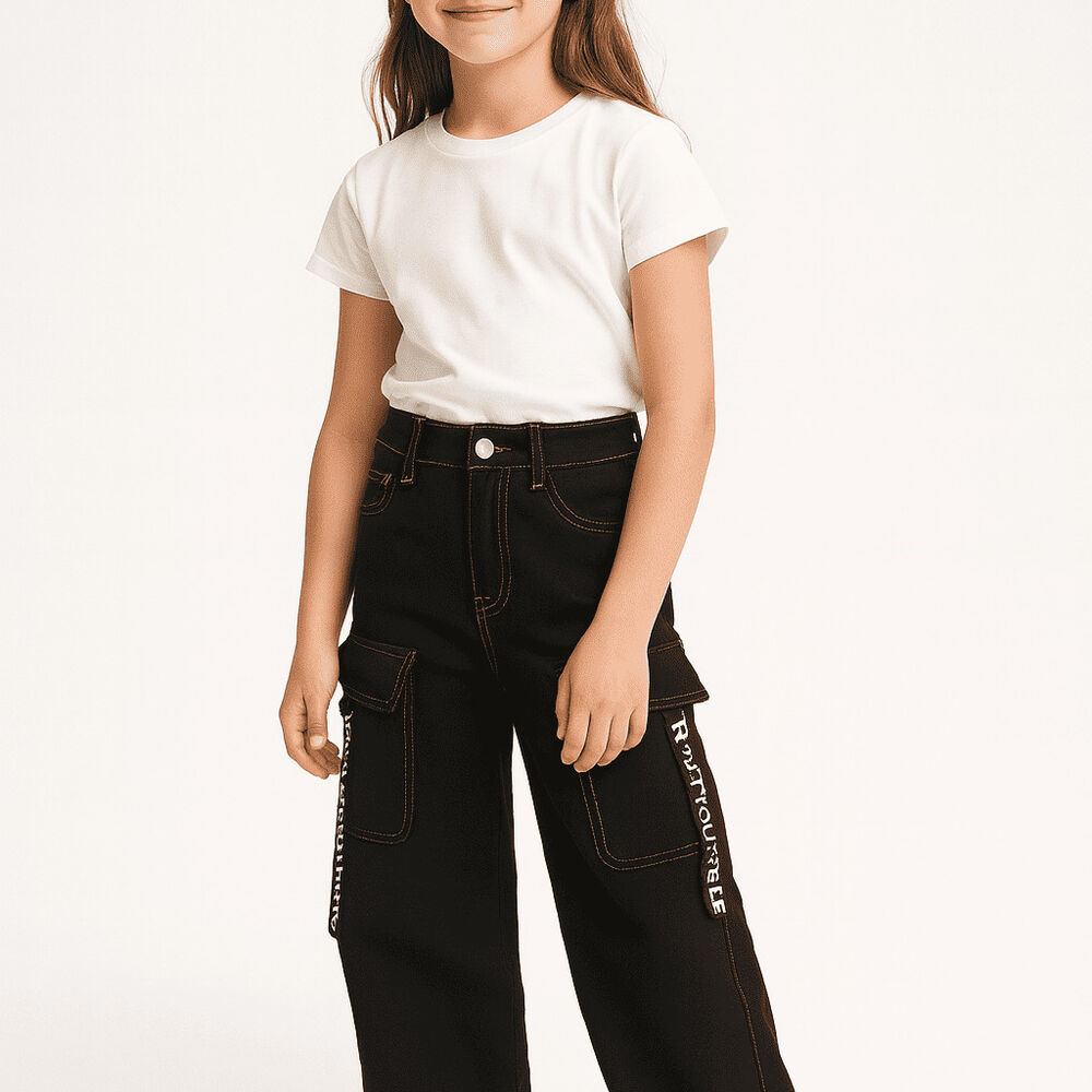 Pantalón Jeans Cargo Niña Moda Urbana image number 0.0