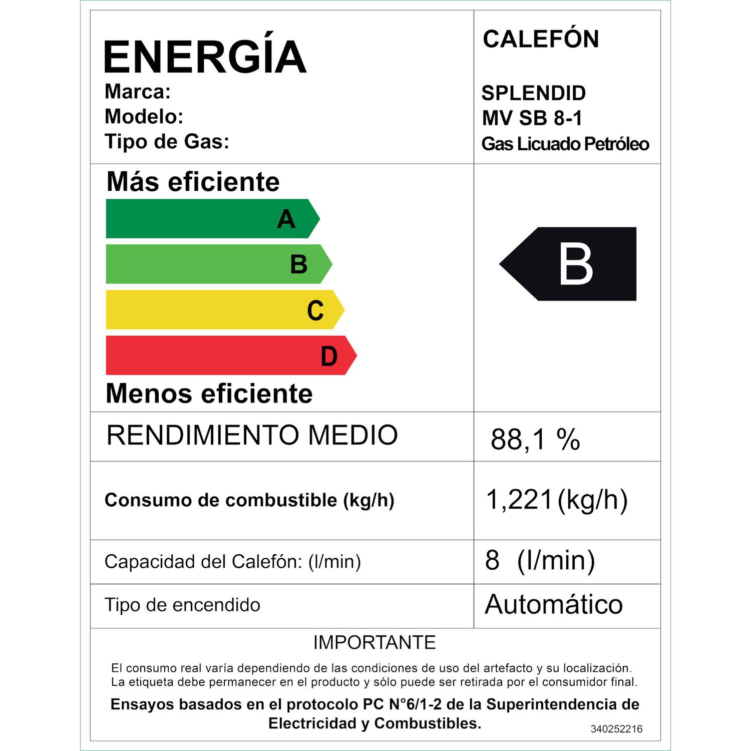Calefont 8 Litros Gas Licuado Tiro Natural Splendid image number 6.0