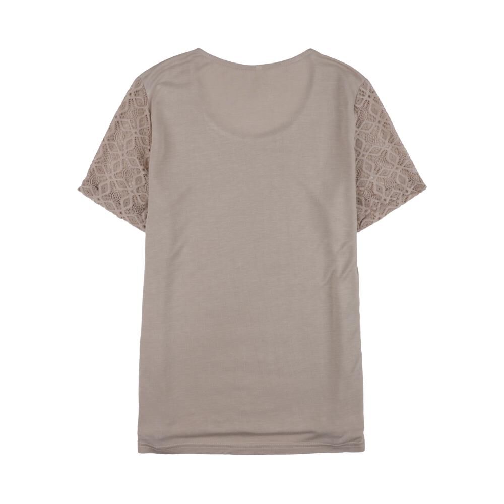 Polera Lace Delantero Manga Corta Cuello Redondo Mujer Geeps image number 1.0