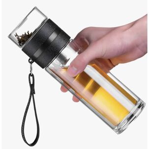 Botella Infusor Vidrio Borosilicato Infusi&oacute;n Separado De T&eacute; Blanco