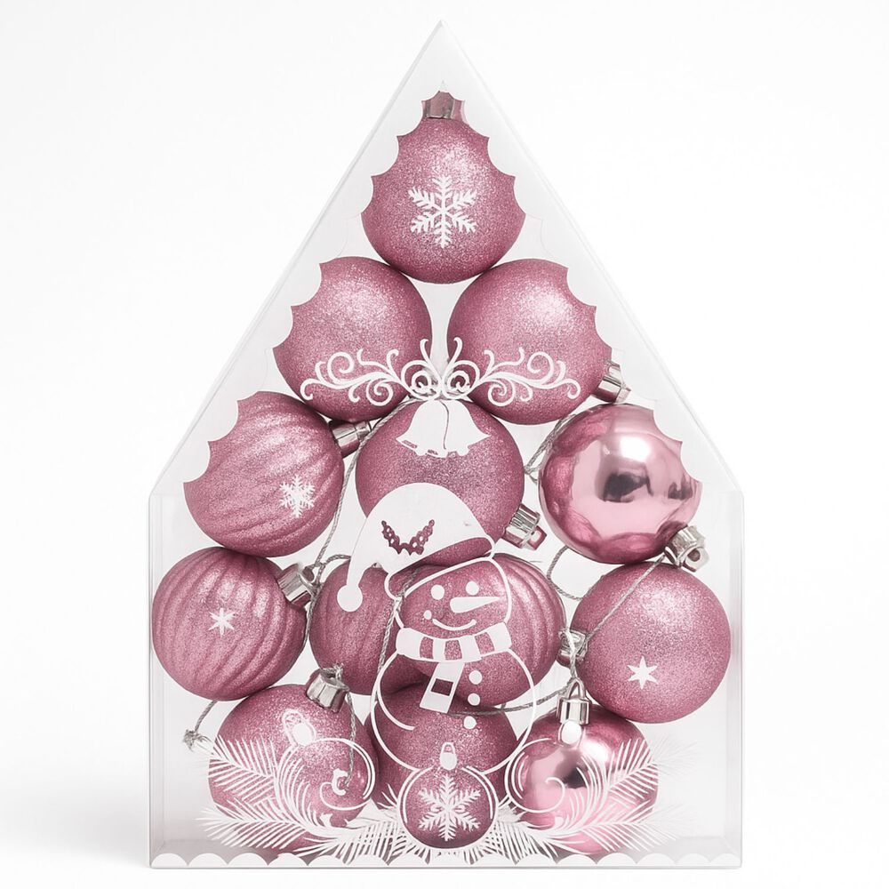 Set 12 Adornos Navideños Bambalina Oro Rosa 6cm Decoración image number 0.0