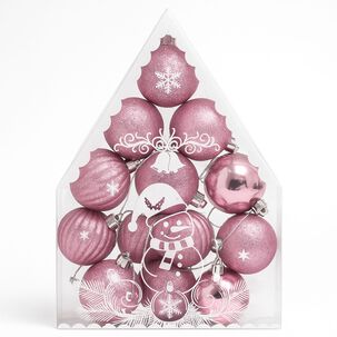 Set 12 Adornos Navideños Bambalina Oro Rosa 6cm Decoración