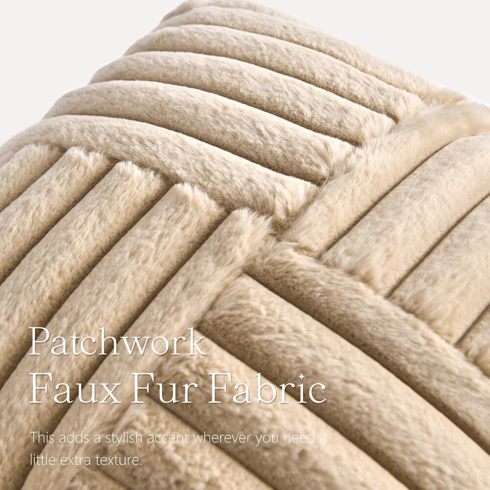 Pack De 02 Fundas De Coj&iacute;n Pelo De Conejo De Imitaci&oacute;n 45x45 Beige image number 3.0