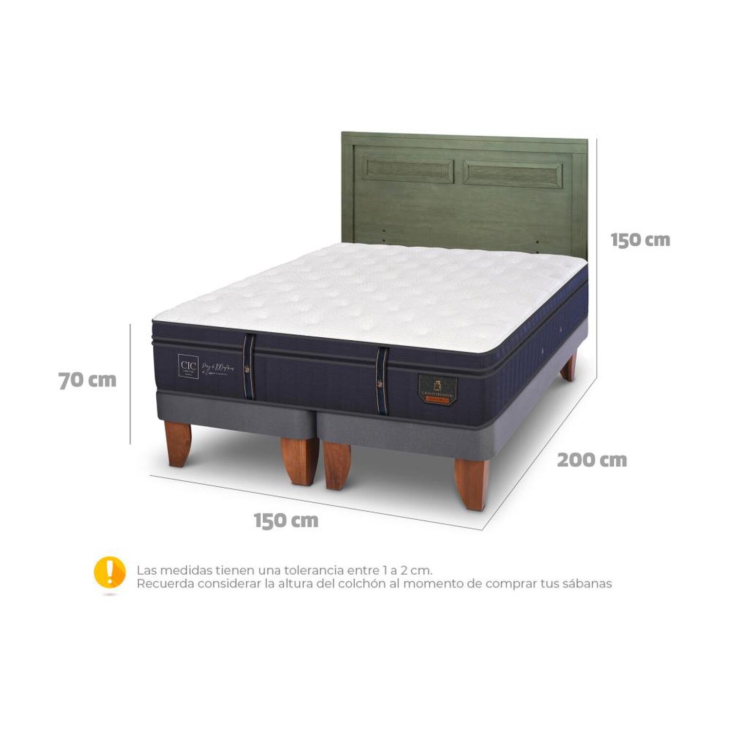 Cama Europea Cic Linea Premium / King / Base Dividida + Respaldo image number 5.0
